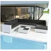 Image de Salon de jardin noir resine tressee 7 personnes 74.0 x 74 x 26 cm 8 pieces
