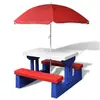 Image de Table et bancs de pique nique avec parasol pour enfants