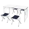 Image de Ensemble de table pliable de camping et 4 tabourets 120x60 cm