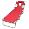 Image de Chaise longue avec coussin de tête Acier enduit de poudre Rouge