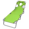 Image de Chaise longue avec coussin de tête acier enduit de poudre vert
