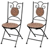 Image de Lot de 2 chaise exterieur empilable pliable en ceramique H. 89 cm marron