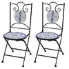 Image de Lot de 2 chaise exterieur empilable pliable H. 89 cm en ceramique bleu