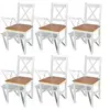 Image de Chaise de salle à manger 6 pcs Bois Blanc et couleur naturelle