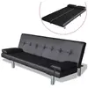 Image de Canape convertible 3 places en simili-cuir noir 168 x 168 x 66 cm