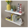 Image de 2 Etagères murales MDF Blanc Rangement de livres DVD