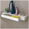 Image de Etagère murale avec 1 tiroir MDF Blanc Rangement de livres DVD