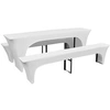 Image de Housses de table et bancs Extensibles 3 pcs Blanc 220x70x80 cm