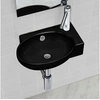 Image de Vasque à trou de trop plein robinet céramique pour salle de bain Noir