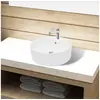 Image de Lavabo à trou de trop plein robinet céramique Blanc Rond