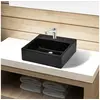 Image de Vasque rectangulaire à trou Noir en céramique pour salle de bain