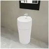 Image de Vasque à trou de trop plein robinet céramique Blanc pour salle de bain