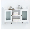 Image de Vitrine murale avec étagère de Livre DVD Verre en MDF Blanc