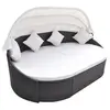 Image de Chaise longue de jardin avec auvent Résine tressée Marron