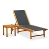 Image de Chaise longue H. 40 cm noir L. 200 cm en acacia non pliable
