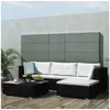 Image de Salon de jardin 5 pcs avec coussins résine tressée noir
