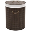 Image de Corbeille à Linge Bambou Ovale Marron Foncé Panier à Linge Pliable 242728