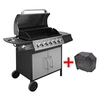 Image de Barbecue à gaz 6 + 1 zone de cuisson Noir et argenté