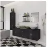 Image de Mobilier de salle de bain avec lavabo 9 pcs Noir