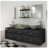 Image de Mobilier de salle de bain avec lavabo 7 pcs Noir