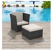 Image de Chaise de jardin avec tabouret Noir Résine tressée
