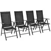 Image de Chaises pliables de jardin lot de 4 Aluminium et textilène Noir