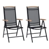Image de Chaises de jardin pliables lot de 2 aluminium et textilène noir