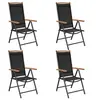 Image de Chaises de jardin pliables lot de 4 aluminium et textilène noir