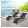 Image de Lot de 2 chaise longue noir en aluminium H. 89 cm L. 156 cm non pliable