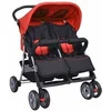 Image de Poussette à Deux Places Acier Rouge et Noir Landau d'Enfant Bébé 10108