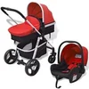 Image de Poussette 3 en 1 Aluminium Rouge et Noir Pliable Landau d'Enfant Bébé