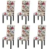 Image de 6 chaises pour la salle à manger avec motif floral Bois