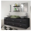 Image de Meubles de salle de bain 9 pcs avec lavabo et robinet Noir