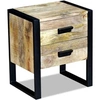 Image de Table auxiliaire à 2 tiroirs bois manguier massif 43x33x51 cm