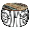 Image de Table basse ronde 68x37 cm Bois de récupération massif