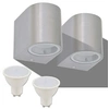 Image de 2 x la Cour Lampe murale Applique murale LED d'extérieur Lampe en aluminium rond