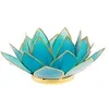 Image de Porte Bougie Fleur de Lotus Bleu et or 5 ème chakra