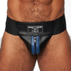 Image de Jockstrap en cuir Mister B Noir-Bleu bleu XL