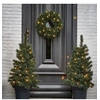 Image de Ensemble sapins de Noël artificiels et couronne Black Box Trees Glendon Vert Plastique H90xl45xL45cm