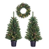 Image de Ensemble sapins de Noël artificiels et couronne Black Box Trees Creston Vert Plastique H90xl45xL45cm