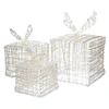 Image de Lot de 3 Boîtes Cadeaux avec 90 LEDs Blanc Chaud, en Métal, Alimentation
