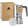 Image de Groenenberg Cafetiere italienne induction 300ml | Cafetière italienne en acier inox avec filtre réducteur I Moka pour jusqu'à 6 tasses d'espresso en occasion ou reconditionné