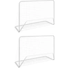 Image de Buts de football 2 pcs avec filets 182x61x122 cm Acier Blanc