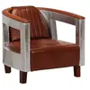 Image de Fauteuil en style d aviation marron cuir véritable