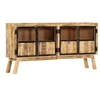 Image de Buffet Marron et noir 160x30x80 cm Bois de manguier solide brut