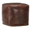 Image de Pouf 40x40x40 cm cuir de chèvre véritable donkermarron248127