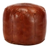 Image de Pouf 40 x 35 cm Brun roux Cuir véritable de chèvre