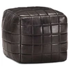 Image de Pouf 40 x 40 x 40 cm Noir Cuir véritable de chèvre