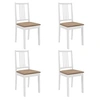 Image de 4 pcs Chaises à dîner avec coussins Blanc Bois solide