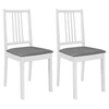 Image de 2 pcs Chaises à dîner avec coussins Blanc Bois solide
